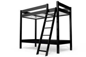 ABC MEUBLES Etagenbett 2 Plätze 90x190 geneigte Skala Holz ABC - Schwarz