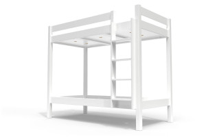 ABC MEUBLES Lit superposé 2 places 90x190 échelle droite bois ABC - Blanc