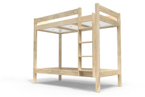 ABC MEUBLES Letto a castello 2 posti 90x190 con scala dritta legno ABC -  Legno Grezzo (senza vernice)