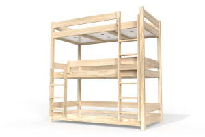 ABC MEUBLES Letto a castello a 3 posti 90x190 legno ABC -  Legno Grezzo (senza vernice)