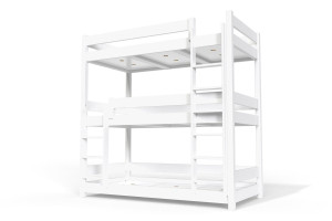 ABC MEUBLES Letto a castello a 3 posti 90x190 legno ABC -  Bianco