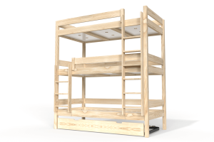 ABC MEUBLES Letto a castello 4 posti 90x190 legno ABC -  Legno Grezzo (senza vernice)