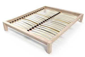 ABC MEUBLES Lit 2 places 140x200 King Solid en bois massif - Vernis Naturel