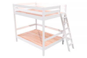 ABC MEUBLES Letto a castello matrimoniale Sylvia 160x200 con scaletta -  Bianco