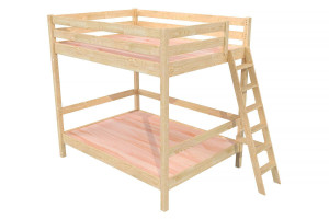 ABC MEUBLES Letto a castello matrimoniale Sylvia 160x200 con scaletta -  Legno Grezzo (senza vernice)