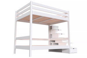 ABC MEUBLES Doppelstockbett Sylvia 140x200 - Weiß