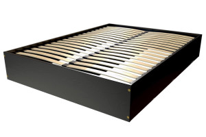 ABC MEUBLES Bettkasten 2 Sitzer aus Massivholz robust - 140x200 - Schwarz