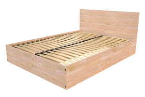 ABC MEUBLES Letto 2 posti contenitore con testiera in legno - 140x190 -  Legno Grezzo (senza vernice)