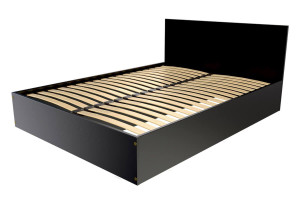 ABC MEUBLES Bettkasten 2 Sitzer aus Holz mit Kopfteil - 160x200 - Schwarz