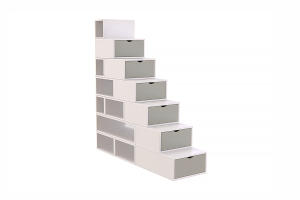 ABC MEUBLES Treppenregal 175 cm - Weiß/Mokka