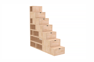 ABC MEUBLES Treppenregal 175 cm - Roh (ohne Lack)
