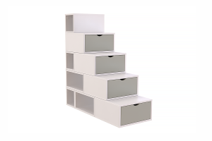 ABC MEUBLES Treppenregal 125 cm - Weiß/Mokka