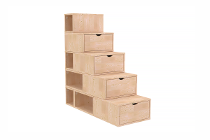 ABC MEUBLES Treppenregal 125 cm - Roh (ohne Lack)