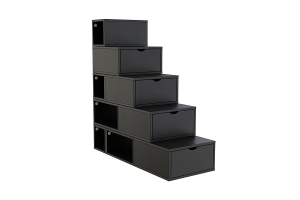 ABC MEUBLES Treppenregal 125 cm - Schwarz