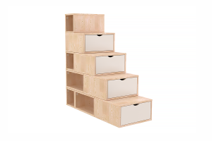 ABC MEUBLES Treppenregal 125 cm - Naturlack/Weiß