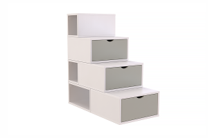 ABC MEUBLES Treppenregal 100 cm - Weiß/Mokka