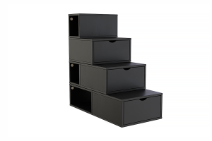 ABC MEUBLES Treppenregal 100 cm - Schwarz
