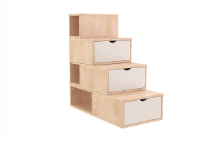 ABC MEUBLES Scaffale a scala altezza 100 cm -  Vernice Naturale/Bianco