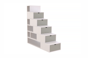 ABC MEUBLES Treppenregal 150 cm - Weiß/Mokka