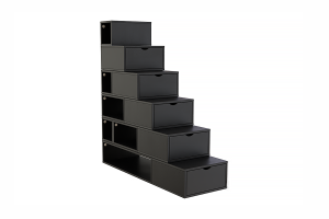 ABC MEUBLES Escalier cube de rangement hauteur 150cm - Noir