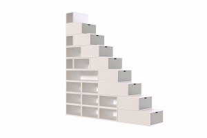ABC MEUBLES Treppenregal 225 cm - Weiß/Mokka