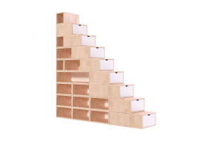 ABC MEUBLES Scaffale a scala 225 cm -  Vernice Naturale/Bianco
