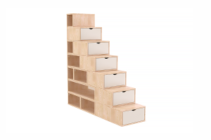 ABC MEUBLES Treppenregal 175 cm - Naturlack/Weiß