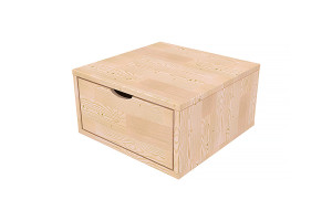 ABC MEUBLES Aufbewahrungswürfel Holz 50x50 cm + Schublade - Roh (ohne Lack)