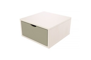 ABC MEUBLES Cubo portaoggetti 50x50 cm + cassetto -  Bianco/Moka