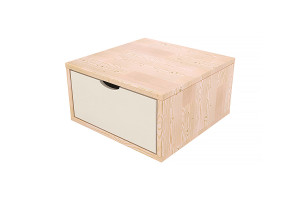 ABC MEUBLES Cubo portaoggetti 50x50 cm + cassetto -  Vernice Naturale/Bianco