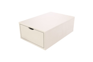 ABC MEUBLES Cube de rangement bois 75x50 cm + tiroir - Blanc