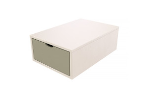 ABC MEUBLES Cubo portaoggetti 75x50 cm + cassetto -  Bianco/Moka
