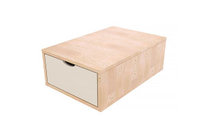 ABC MEUBLES Cubo portaoggetti 75x50 cm + cassetto -  Vernice Naturale/Bianco