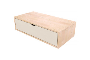 ABC MEUBLES Aufbewahrungswürfel Holz 100x50 cm + Schublade - Naturlack/Weiß