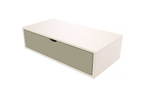 ABC MEUBLES Aufbewahrungswürfel Holz 100x50 cm + Schublade - Weiß/Mokka