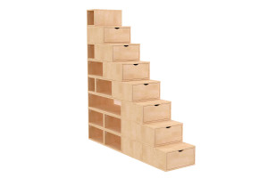 ABC MEUBLES Treppenregal 200 cm - Roh (ohne Lack)