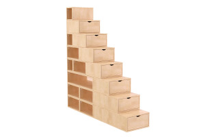 ABC MEUBLES Escalier Cube de rangement hauteur 200 cm - Vernis Naturel