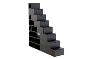 ABC MEUBLES Escalier Cube de rangement hauteur 200 cm - Noir