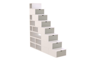 ABC MEUBLES Treppenregal 200 cm - Weiß/Mokka