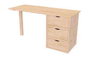 ABC MEUBLES Schreibtisch aus massivholz 3 Schubladen Würfel - Roh (ohne Lack)