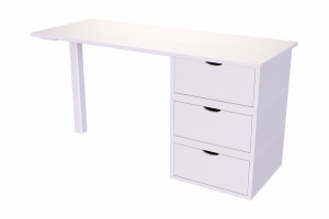 ABC MEUBLES Scrivania legno Cubo a 3 cassetti -  Bianco