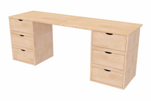 ABC MEUBLES Scrivania legno 6 cassetti a cubo -  Legno Grezzo (senza vernice)