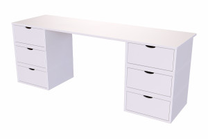 ABC MEUBLES Scrivania legno 6 cassetti a cubo -  Bianco
