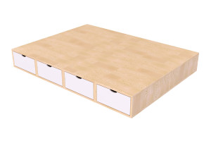 ABC MEUBLES Doppelbett mit stauraum Cube - 140x200 - Naturlack/Weiß