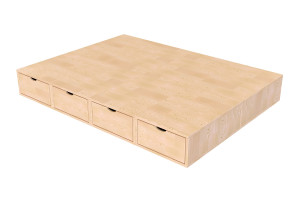 ABC MEUBLES Letto matrimoniale con contenitore Cube - 140x200 -  Legno Grezzo (senza vernice)