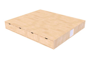 ABC MEUBLES Letto matrimoniale con contenitore Cubo - 160x200 -  Legno Grezzo (senza vernice)