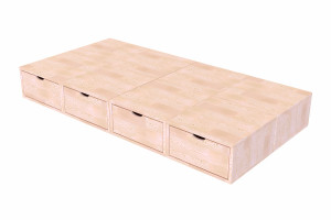 ABC MEUBLES Bett mit Schubladen 90x200 Würfel - Roh (ohne Lack)