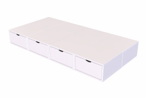 ABC MEUBLES Bett mit Schubladen 90x200 Würfel - Weiß