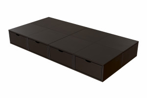 ABC MEUBLES Bett mit Schubladen 90x200 Würfel - Schwarz