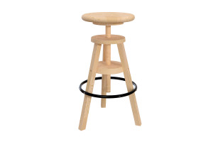 ABC MEUBLES Sgabello da bar in legno con vite -  Legno Grezzo (senza vernice)